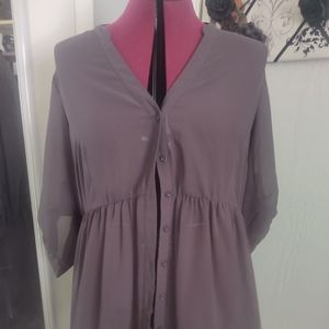 Sheer hi-lo button down baby doll top